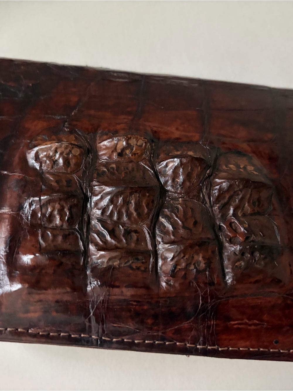 Elegant Crocodile-Texture Crossbody Bag in Deep Brown